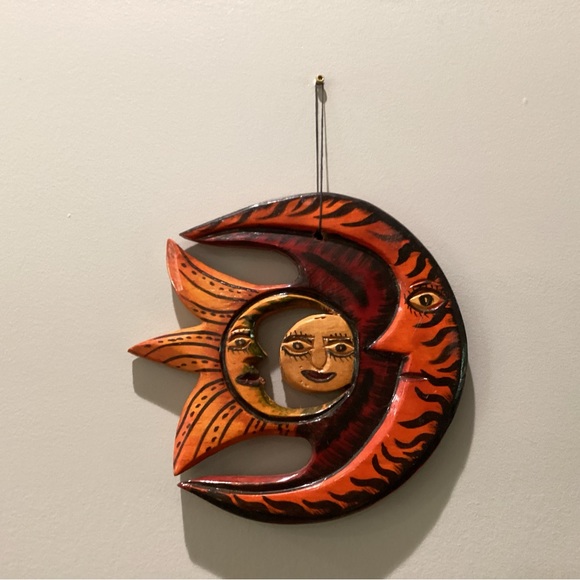 Solid Wood Crafted Sun, Moon, Star, Planet Wall Hang Decor Piece - Very Unique - Picture 7 of 9